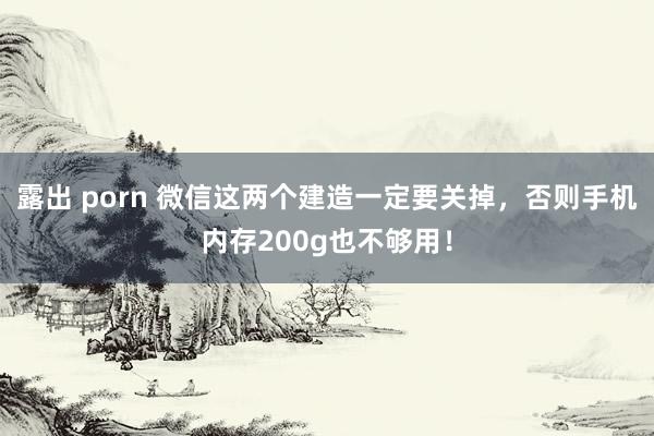 露出 porn 微信这两个建造一定要关掉，否则手机内存200g也不够用！
